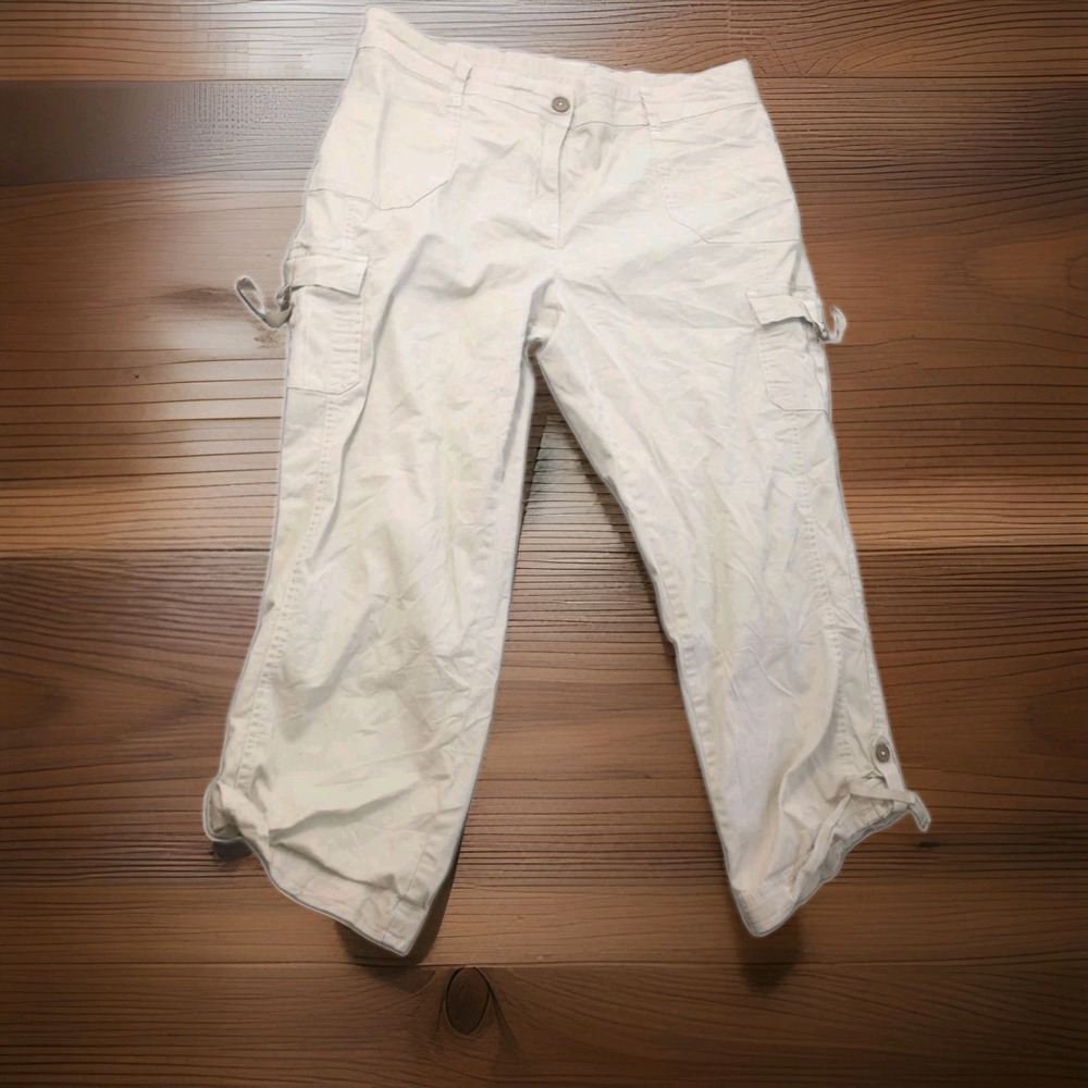 Cato Cargo Capri Pants Womens Plus Size 16 Tan Utility Crop Pants Mid Rise Gorp